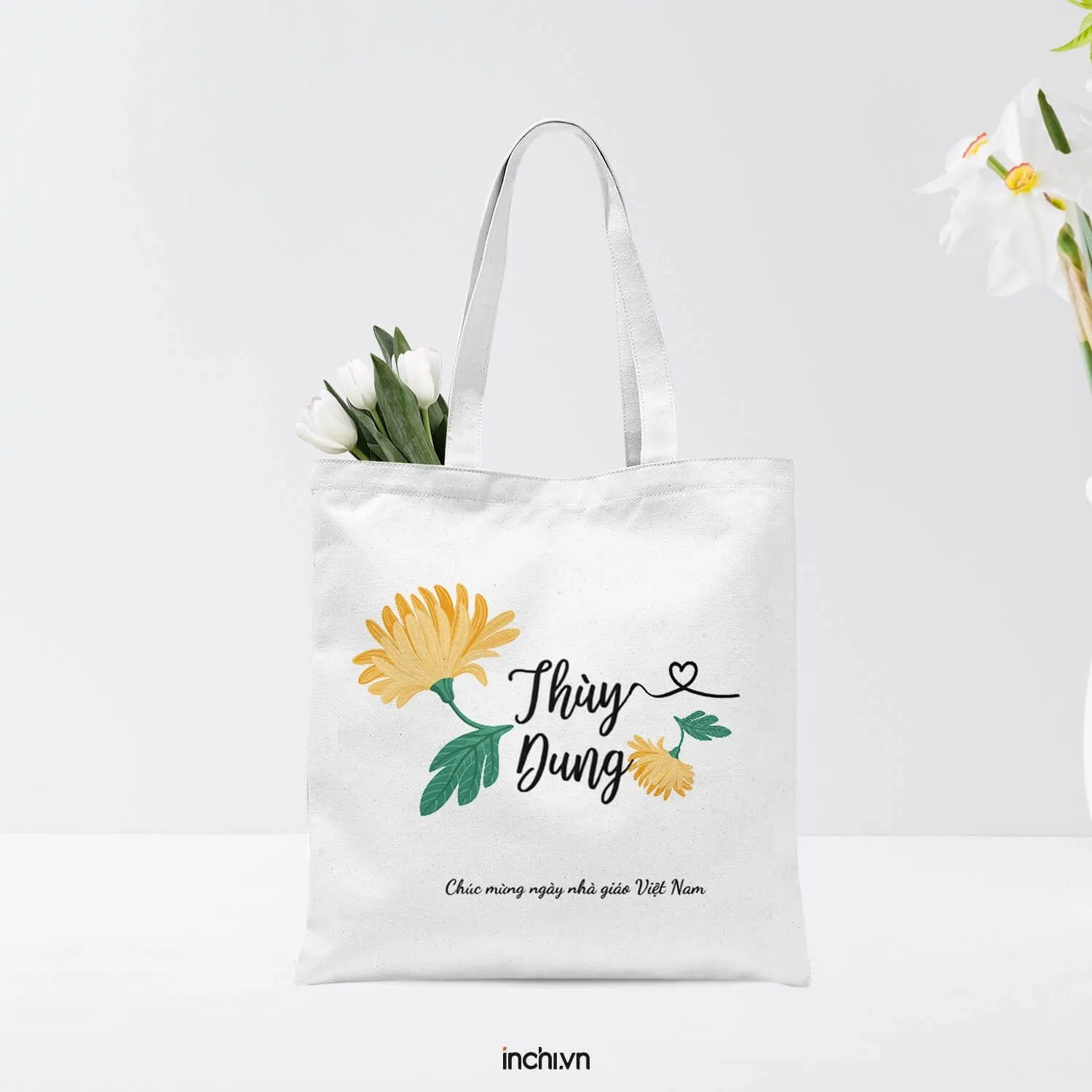 Túi Tote vải canvas in thông điệp tri ân ý nghĩa