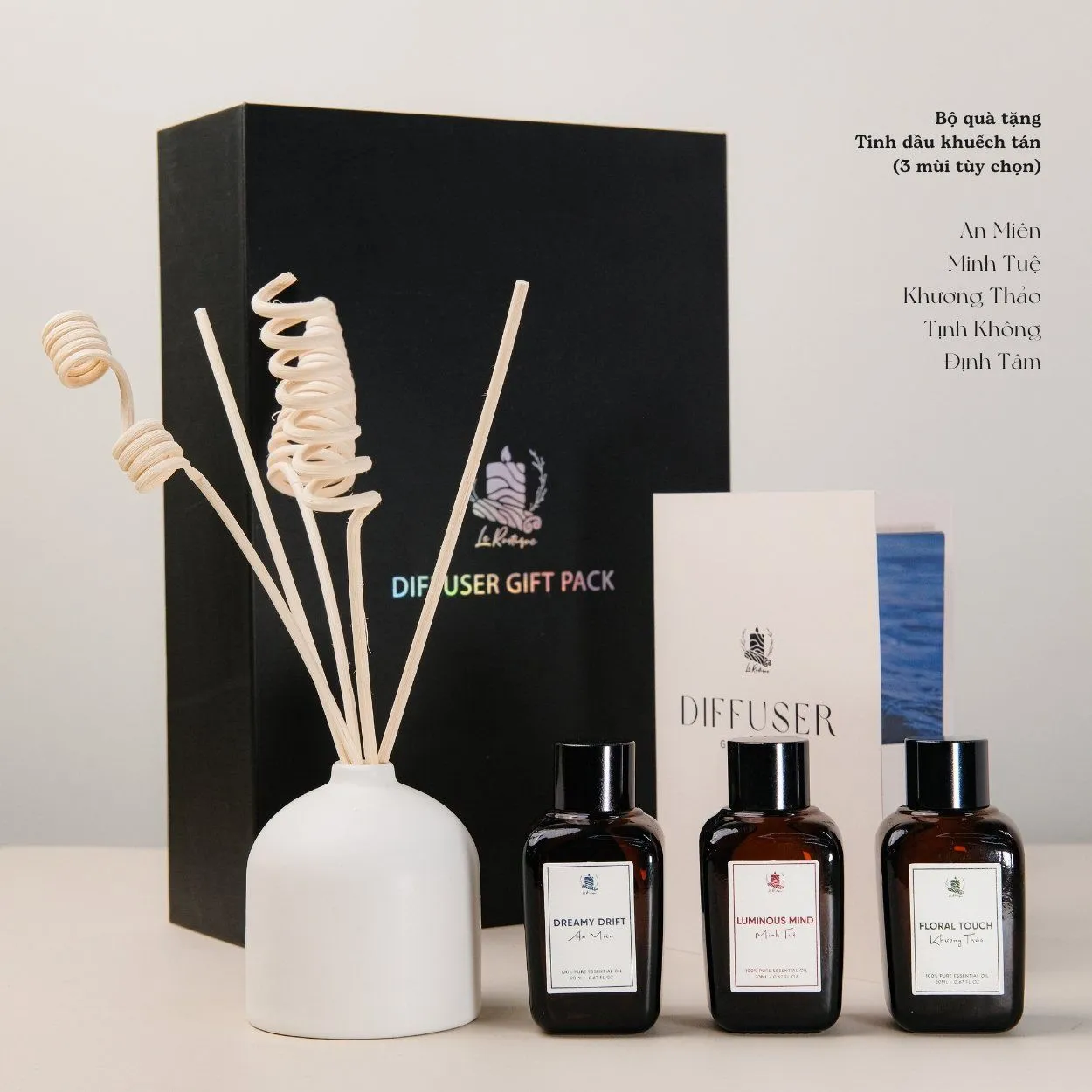 Bộ nến thơm và tinh dầu khuếch tán tạo không gian thư giãn