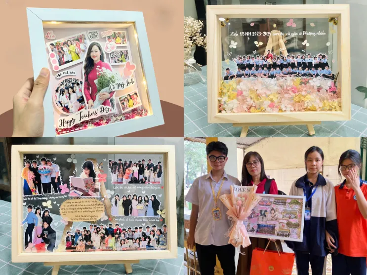 Khung ảnh kỷ niệm lưu giữ những khoảnh khắc đẹp của cô và trò