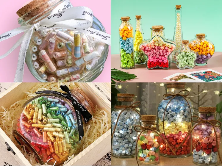 Hũ thủy tinh chứa đựng hàng trăm lời chúc viết tay ý nghĩa