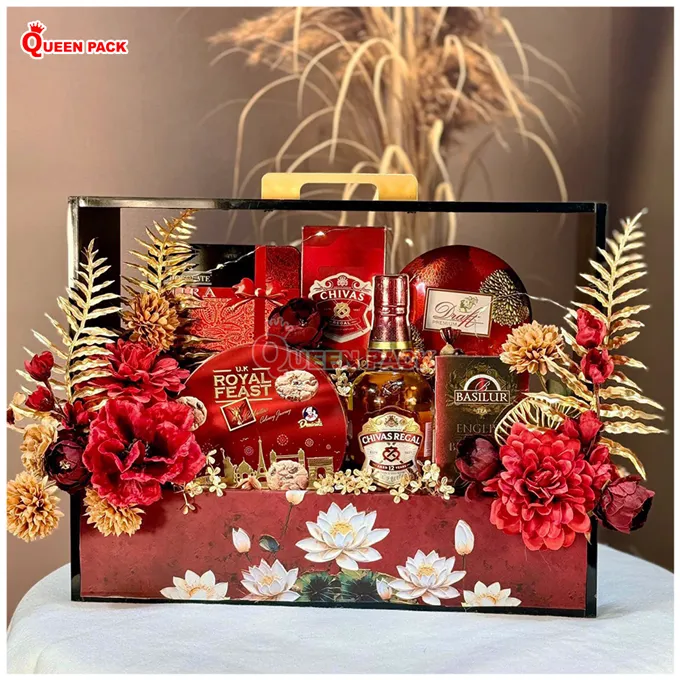 Vali gỗ đựng quà Tết mẫu mới 2026 độc đáo và hiện đại