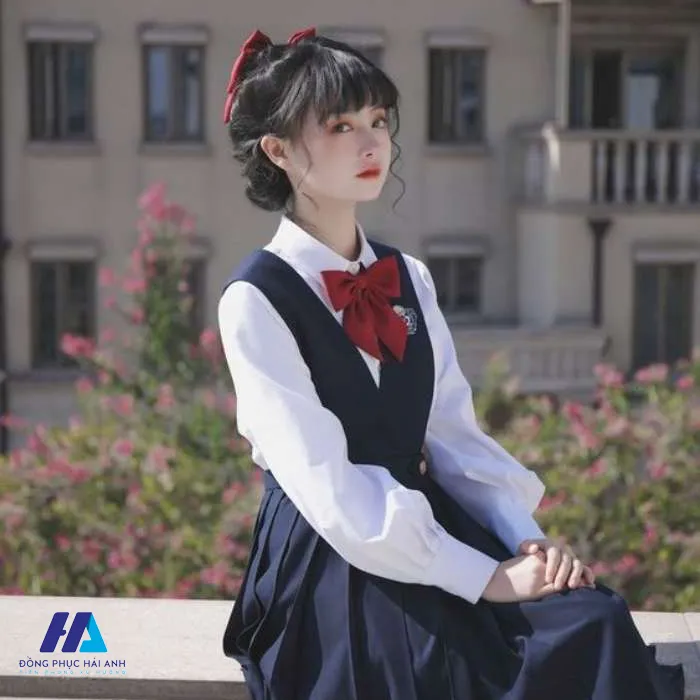 Váy liền đồng phục học sinh của Nhật Bản nữ tính và dịu dàng