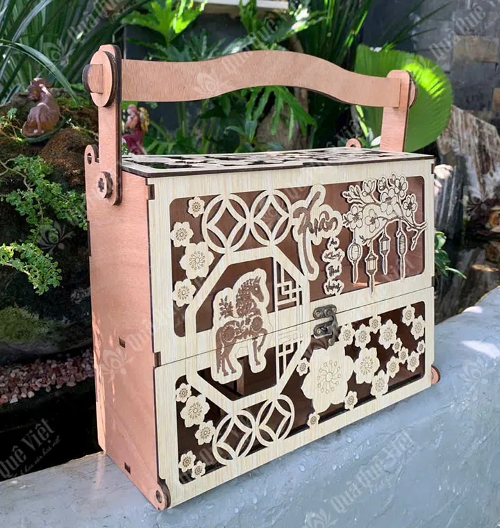 vỏ hộp gỗ dạng giỏ sách