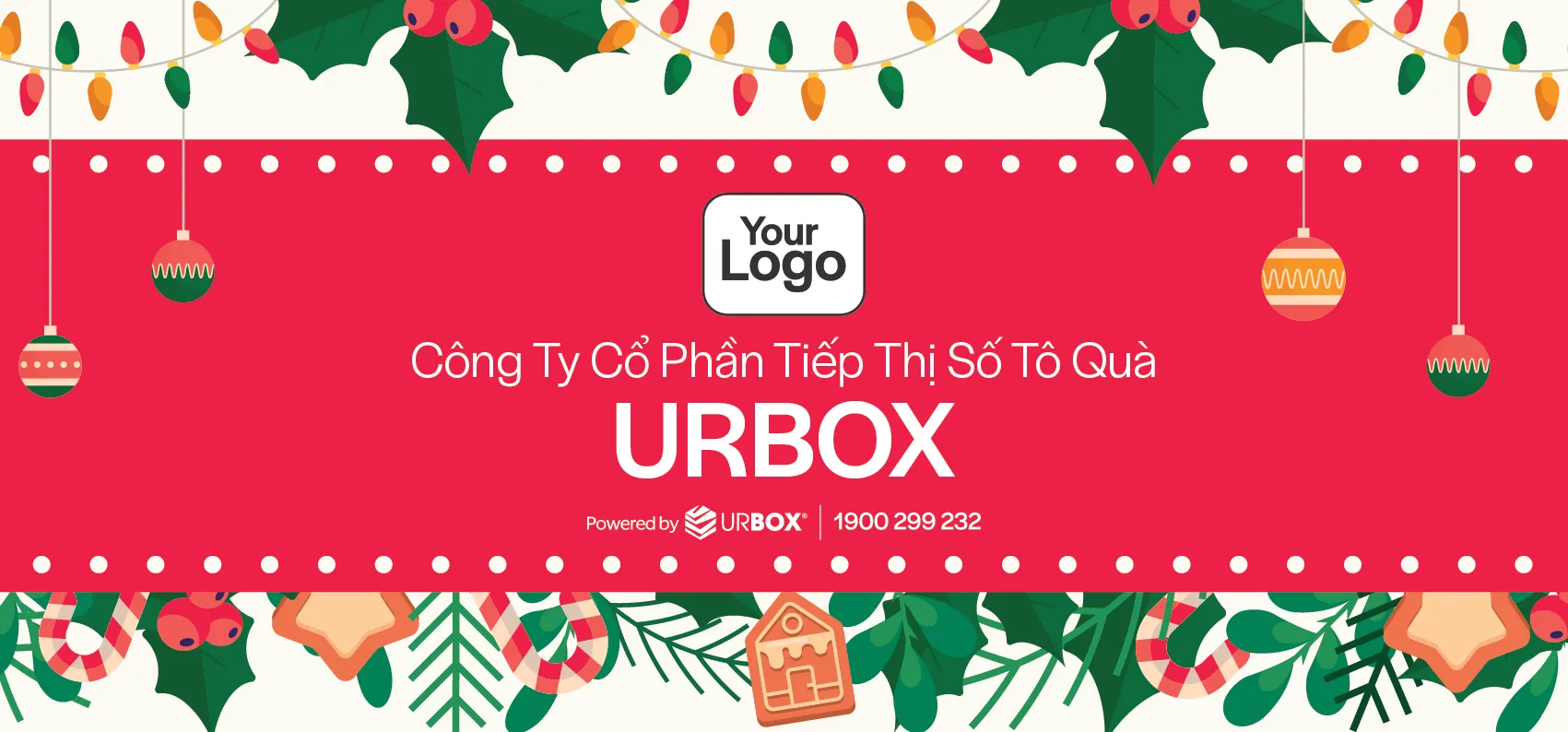 Voucher quà tặng Giáng sinh thương hiệu UrBox mẫu 002 mặt trước