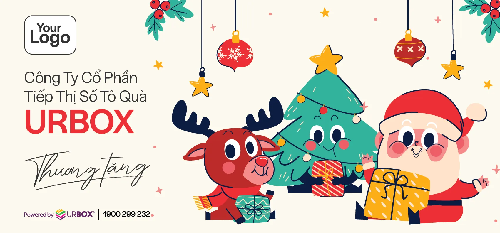 Voucher quà tặng Giáng sinh thương hiệu UrBox mẫu 003 mặt trước