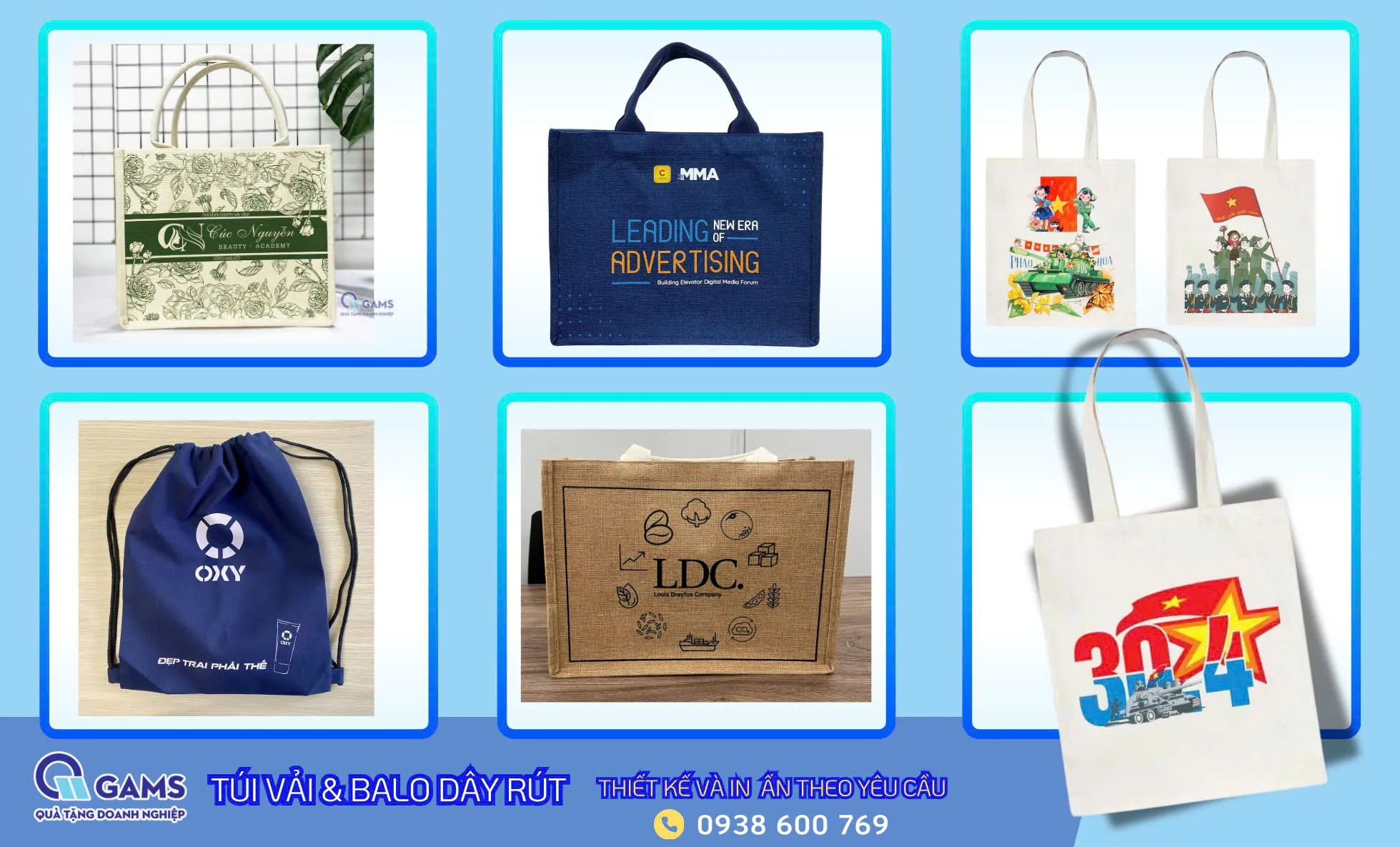 Xưởng may túi vải balo dây rút in logo