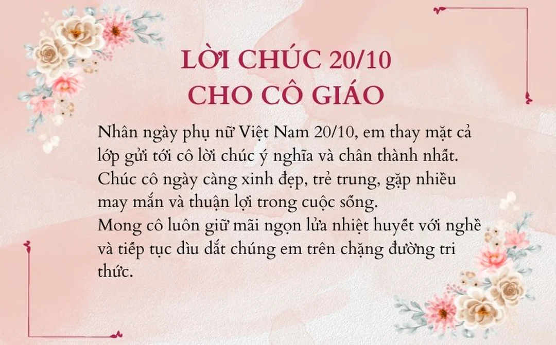 lời chúc 20 10 cho cô giáo bằng video