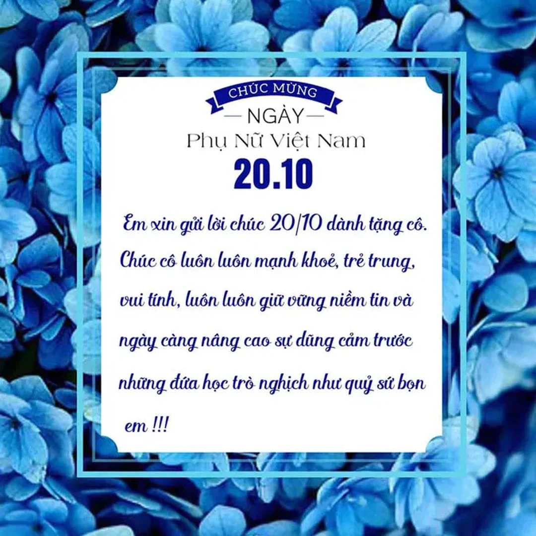 lời chúc 20 10 dành cho cô giáo thường gặp