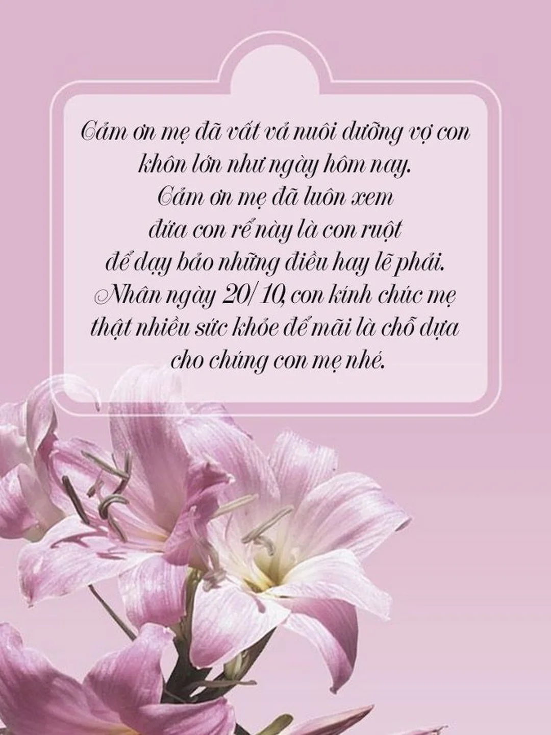 Lời chúc 20/10 hay và ý nghĩa nhất dành cho mẹ, vợ, người yêu