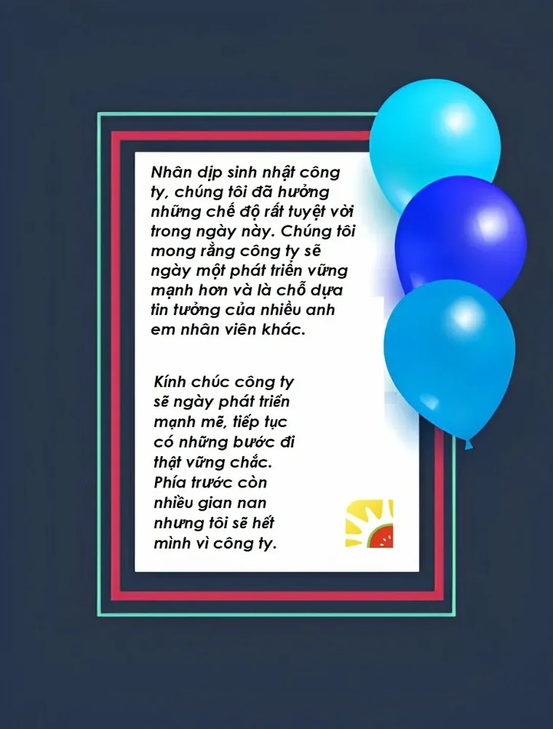 lời chúc sinh nhật công ty của nhân viên